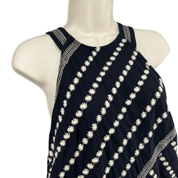 Free People Juni Mini Dress Black White Sleeveless Open Back Adjustable Size S - Picture 13 of 13
